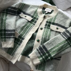Industry Green Cleam Plaid Button Down Cardigan Size XS